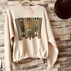 Geometric Pattern Cream Sweater